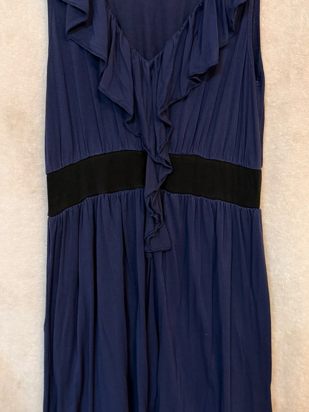 Women's Purple Ruffle V-Neck Dress with Black Waistband